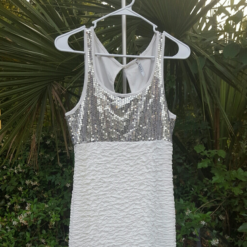 Easel white dress with silver sparkles/Party dress